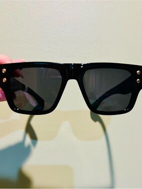 Free People Black Square Sunglasses with Gold Studs